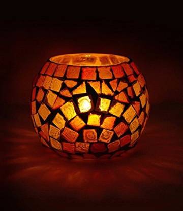Collectible India Mosaic Glass Tea Light Candle Holders Table Candle Lamp Shades For Living Room Glass 1 - Cup Candle Holder