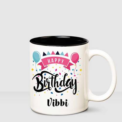 HUPPME Happy Birthday Vibbi Inner Black printed personalized coffee mug Ceramic Coffee Mug