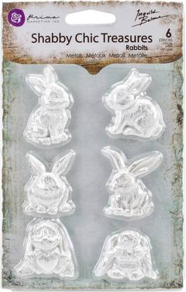 Prima Marketing Prima Shabby Chic Treasures Resin Embellishments - Rabbits 6 Per Package