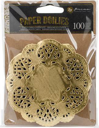 Prima Marketing Paper Doilies 4" 100 Per Package - Round Gold