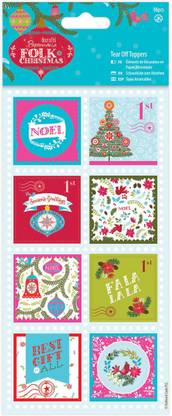 Docrafts Papermania Folk Christmas Tear Off Toppers 16 Per Package - Linen Finish