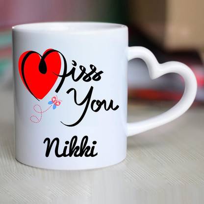 CHANAKYA I Miss You Nikki Heart Handle mug Ceramic Coffee Mug
