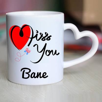 CHANAKYA I Miss You Bane Heart Handle mug Ceramic Coffee Mug
