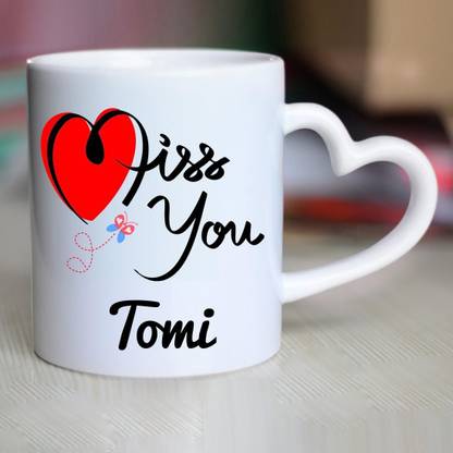 CHANAKYA I Miss You Tomi Heart Handle mug Ceramic Coffee Mug