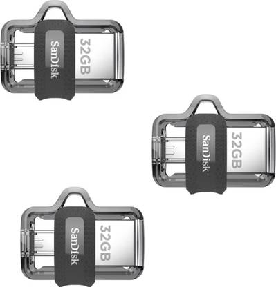 SanDisk Ultra Dual Drive 3.0 OTG (Pack of 3) 32 GB Pen Drive Compatible with Netbook, Desktop Computer, Tablet, Mobile, Television, Laptop USB 3.0 Plastic Case