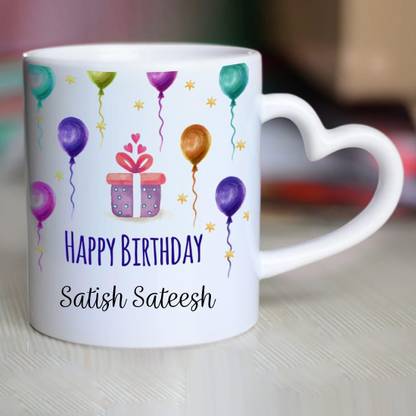 CHANAKYA Happy Birthday Satish Sateesh Heart Handle ceramic mug Ceramic Coffee Mug