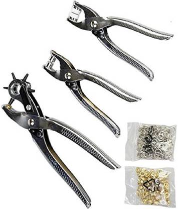 Dedso 3 in 1 Card Leather Belt Hole Punch + Eyelet Pliers + Snap Button Setter Tool Kit. Punch Plier