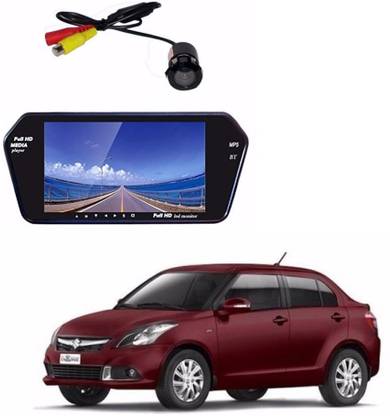 AUTOGARH M84 Rear View Mirror 7 Inch Monitor With Bluetooth & Camera For Swift Dzire Black LED