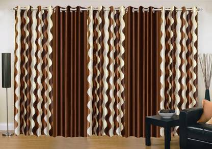 Ville Style 275 cm (9 ft) Polyester Room Darkening Long Door Curtain (Pack Of 5)