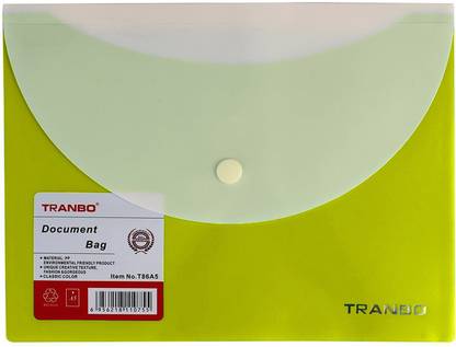 TRANBO Polyproplyne A5 Document Bag with Front & Back Pocket, 1 Pc Set, Assorted Colors