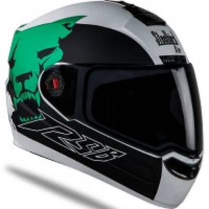 Steelbird Glossy with white and green color Motorbike Helmet