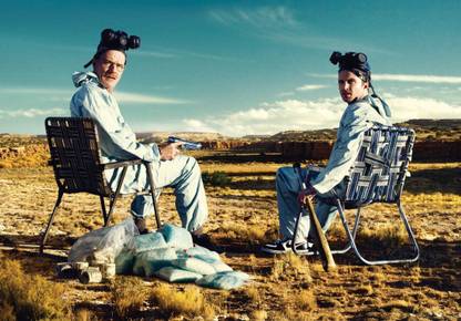 Aabhaas Wall Poster-Breaking-Bad-chair-desert-Walter-White-Jesse-Pinkman-Bryan-Cranston-Aaron-Paul Paper Print