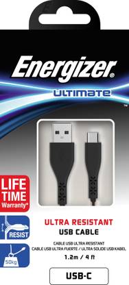 Energizer ENERGIZER CABLE USB-C2.0 LIFETIME WARRANTY 1.2M Black C Type Cable USB Cable