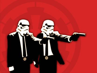 Aabhaas Wall Poster /-humor-Star-Wars-Pulp-Fiction-Pulp-Fiction-parody-stormtrooper Paper Print