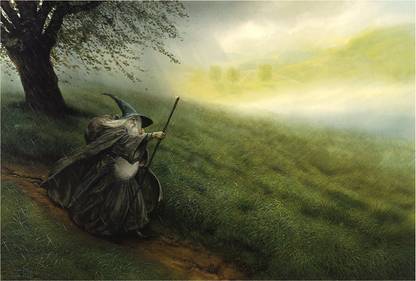Aabhaas Wall Poster The-Lord-of-the-Rings-Gandalf-John-Howe-The-Hobbit Paper Print