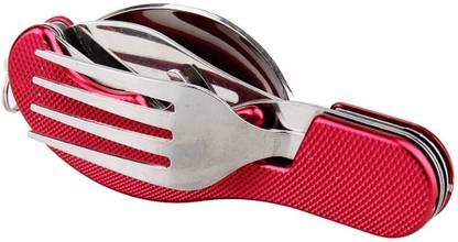 K Kudos Enterprise Foldable Multi-function Stainless Steel Pocket Fork Spoon Knife Kits ( pack of 1 ) Multi-utility Knife