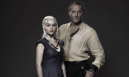 Wall Poster TV Show Game Of Thrones Iain Glen Jorah Mormont Daenerys Targaryen Emilia Clarke Paper Print