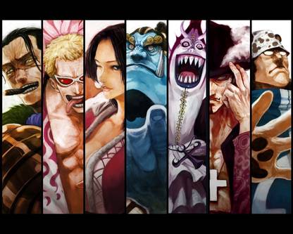 Ananyadesigns Anime bartholomew-kuma-boa-hancock-crocodile-one-piece-donquixote-doflamingo-dracule-mihawk-gecko-moria-jinbei-one-piece-one-piece-realistic-shichibukai Wallposter Paper Print
