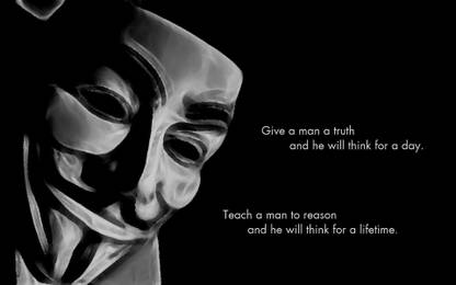 BeLucky -anonymous-black-background-proverb-quotes-science Wallposter Paper Print