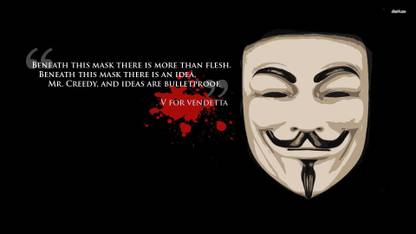 BeLucky a-v-for-vendetta-vendetta-anonymous-mask-quote Wallposter Paper Print