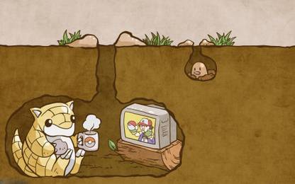 BeLucky Wall Posterhttp://wallup.net/wp-content/uploads///-Pokemon-Sandshrew-split-view-TV Paper Print