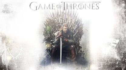 Aabhaas Wall Poster-Game-of-Thrones-Ned-Stark-Iron-Throne Paper Print