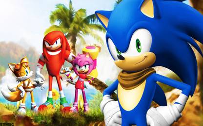 TV Show Sonic Boom Knuckles The Echidna Amy Rose Miles Paper Print