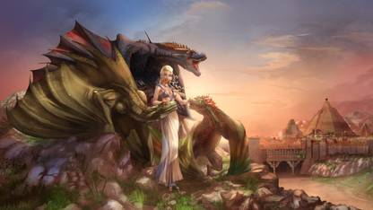 TV Show Game Of Thrones Fan Art Dragon Woman Daenerys Targaryen HD Wall Poster Paper Print