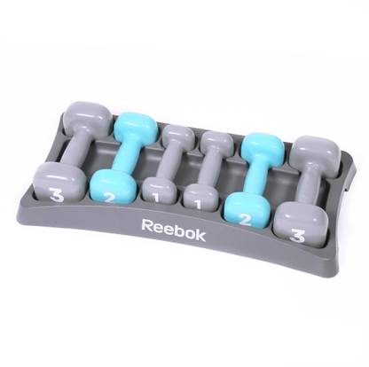 REEBOK DUMBBELL SET WITH CASE - GREY/BLUE Fixed Weight Dumbbell
