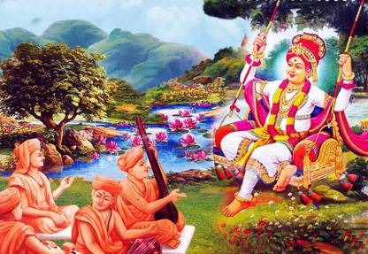 Harmony Arts Online Presents Swaminarayan God Painting ( Art Print ) For Home & Office Decor. Model no : GSW2_a. Size :- 18 x 12 (in.) Canvas 12 inch x 18 inch Painting