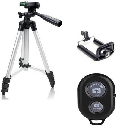 FKU 3Way Adjustable Aluminum & Extendable Camera-Tripod With Bracket And Camera Remote Control Tripod