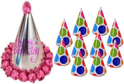 Instabuyz Birthday Party Caps and 1 Birthday Cap & 10 assorted Cap (11pc set)