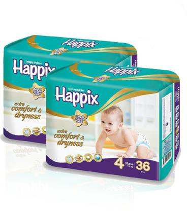 Happix Combo of 2 Baby Large Size Diapers 36pcs Pack - L