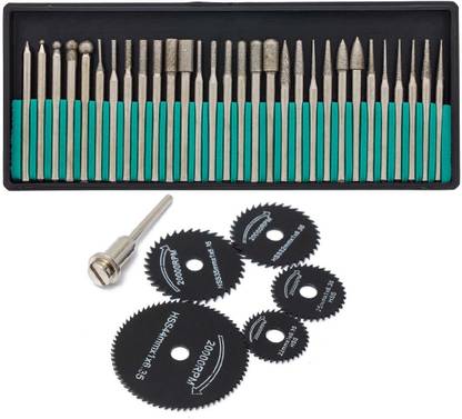 Digital Craft 30 PCS Diamond Burrs For Dremel Rotary Tool Bit+Mini Set 6 PC Rotary Circular Saw Blade Cutting Disc Accessory Tool Hobby Tools Rotary Bit Set