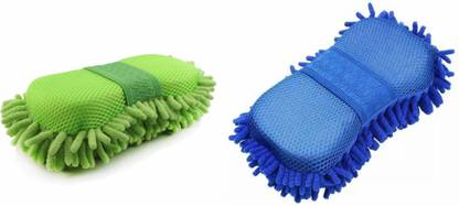 VRT 2 Pcs Car Microfibre Chenile Duster With Grip Mitt Sponge