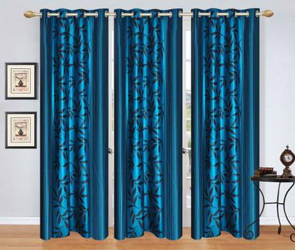 Ville Style 214 cm (7 ft) Door Polyester Room Darkening Curtain (Pack Of 3)