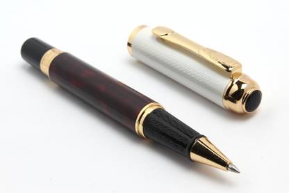 Ledos LUXURY MARRON MARBLE BODY SILVER MESH CAP GIFT COLLECTION Roller Ball Pen
