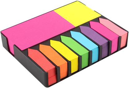 Pinzo Sticky Note Memo Pad with Arrow Flags Set - 100 Sheets 4 Sticky Note Pads+ 8 Arrow Flags, 3 Colors