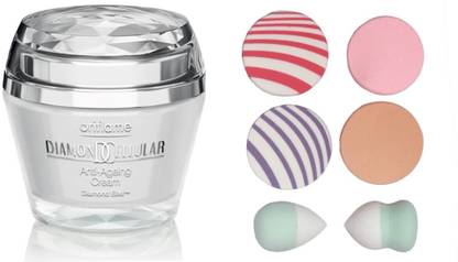 Oriflame Sweden Diamond Cellular Anti-Ageing Cream 50ml (13659) with Puff Sponge