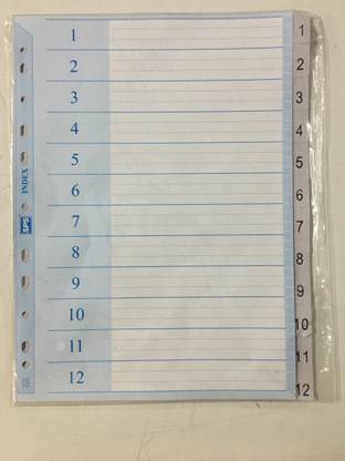 SPS Plastic File Separators, Divider 1 To 12 White (Pack Of 2)