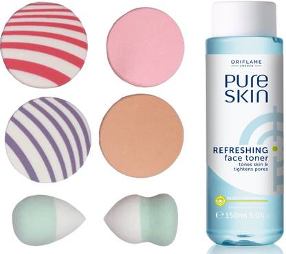 Oriflame Sweden Pure Skin Refreshing Face Toner 150ml (32648) With Puff Sponge