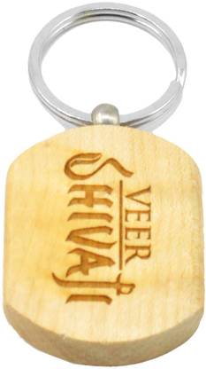 faynci VEER SHIVAJI Engraved Handcrafted Wooden for Shiv Premi Key Chain