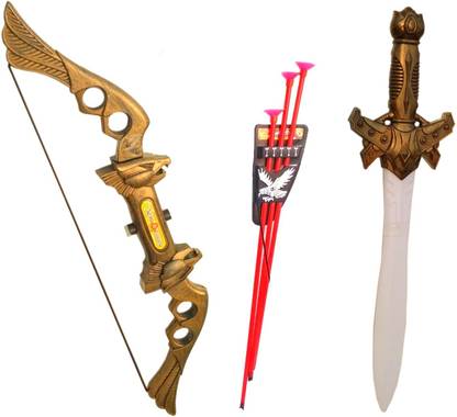 VSHINE Bahubali Sword and Archery Set - Fancy Dress Kids Cosplay - King's Sword, Bow & 3 Arrows Guns & Darts