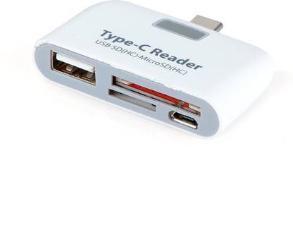 VibeX ™ 4 in 1 Multi Functions USB 3.1 Type C Hub Combo Micro SD OTG Card Reader Connection Kit Adapter (Semicircle) White High Speed™-Type-006 Card Reader