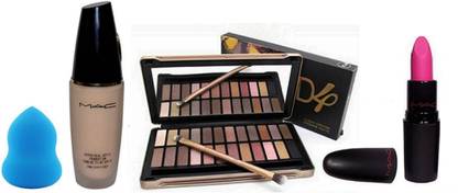 M.A.C Hyper Real Foundation With Puff, Multi Shade Eyeshadow & Viva Glam Lipstick