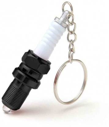 fuji Car and Bike Racing Metal Keychain Engine Spark Plug Assembly Keyring(Black) Key Chain