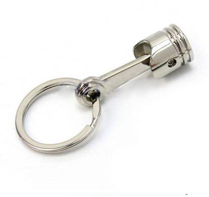 fuji Car and Bike Racing Metal Keychain Engine Block Piston/ Rod Assembly Keyring (Silver) Key Chain