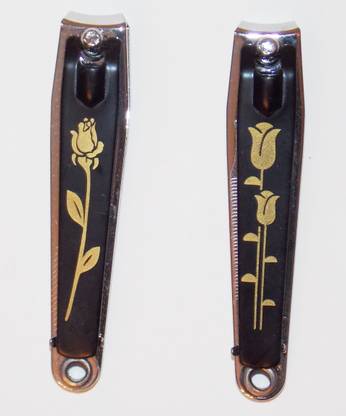 KONIT Black With Golden Design Large Nail Clipper & Cutter (Pack Of 2)