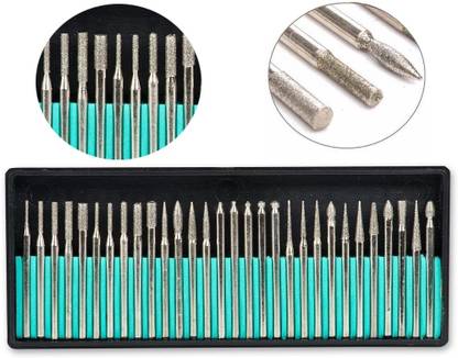 ISC High Quality Professional 30 Pcs Diamond Burr Set 30 Pcs Assortment of Various Shapes Rotary Bit Set
