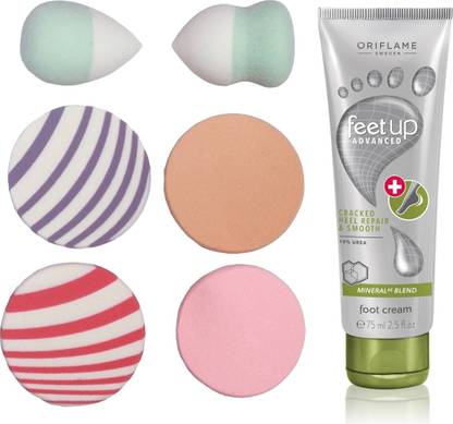 Oriflame Sweden Feet Up Advance Cracked Heel Cream 75ml ( 33027 ) With Puff Sponge
